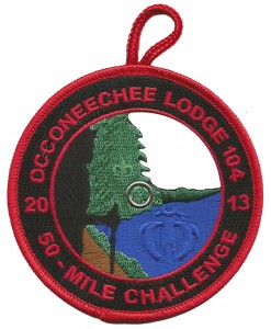 The red border eX2013-8 was the participant patch for those completing the 50 miles in 24 hours.